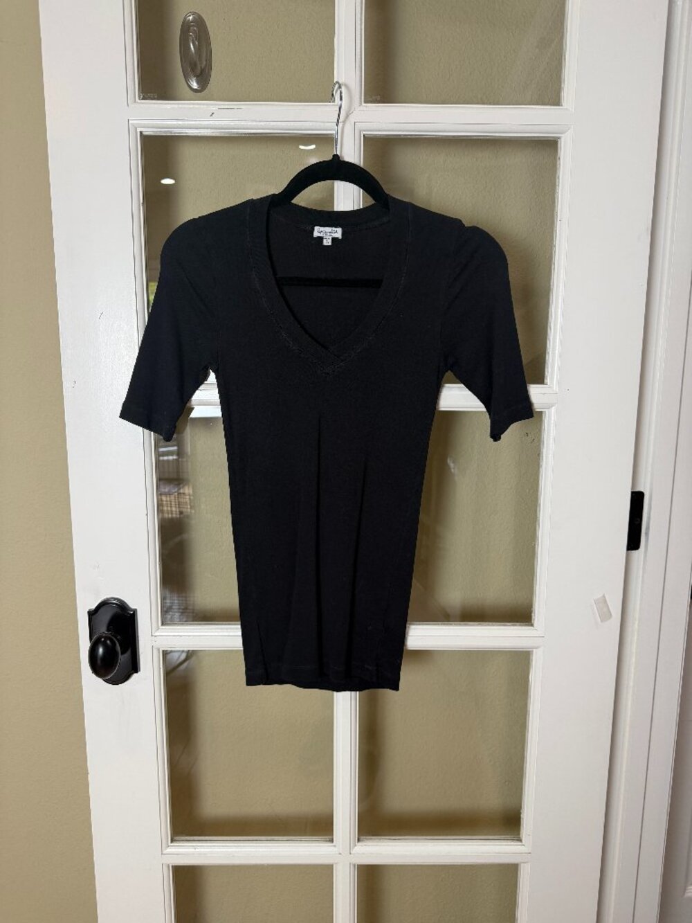 Splendid V Neck Tee T Shirt Black Size XS